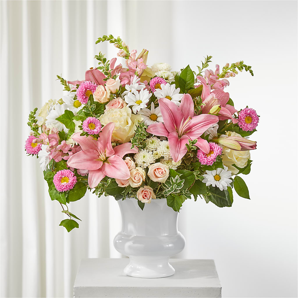 Empathetic Blooms Urn Arrangement – MARY'S GIFT SHOP, Watsonville CA