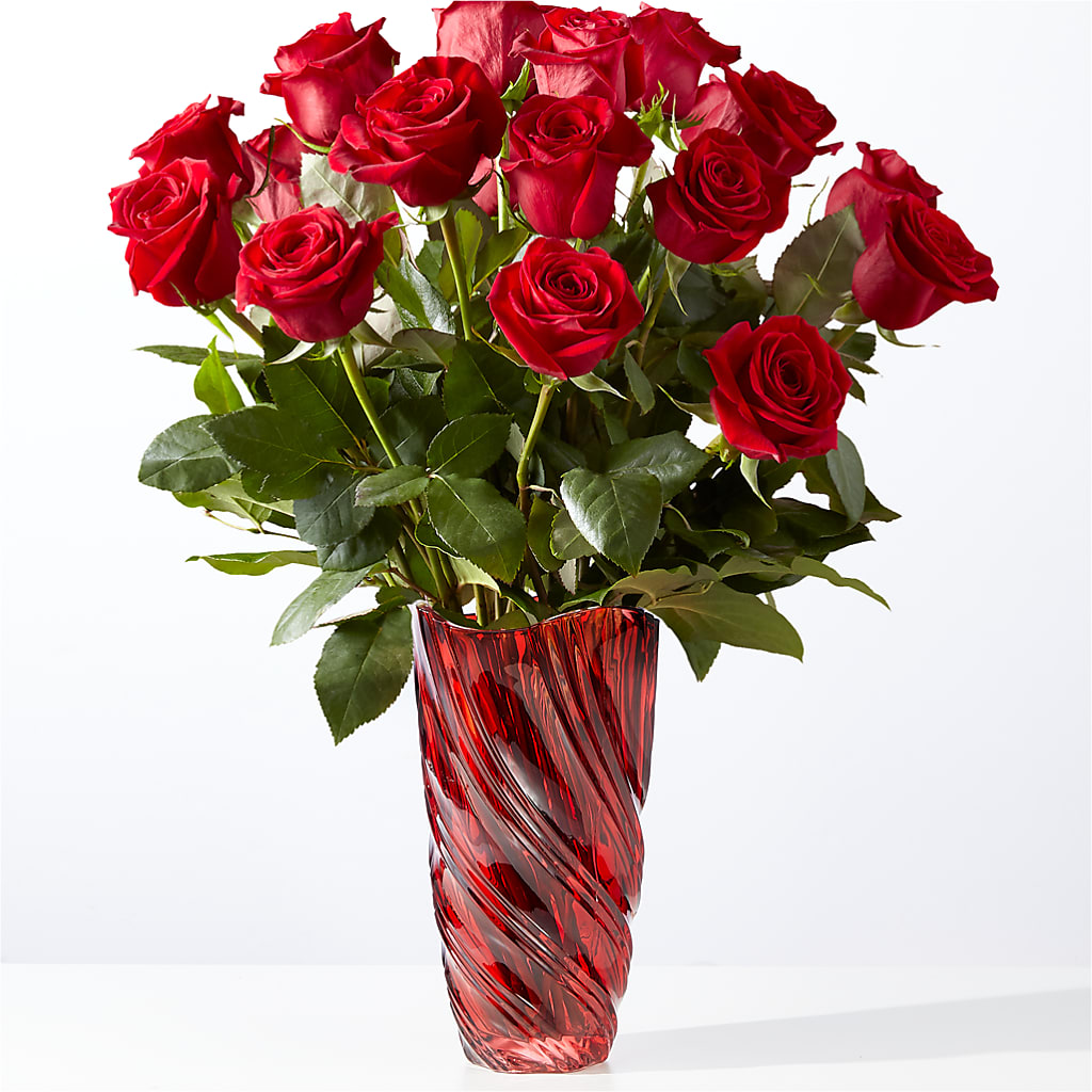 Classic Love Red Rose Bouquet with Luxe Swirl Vase – MARY'S GIFT SHOP, Watsonville CA