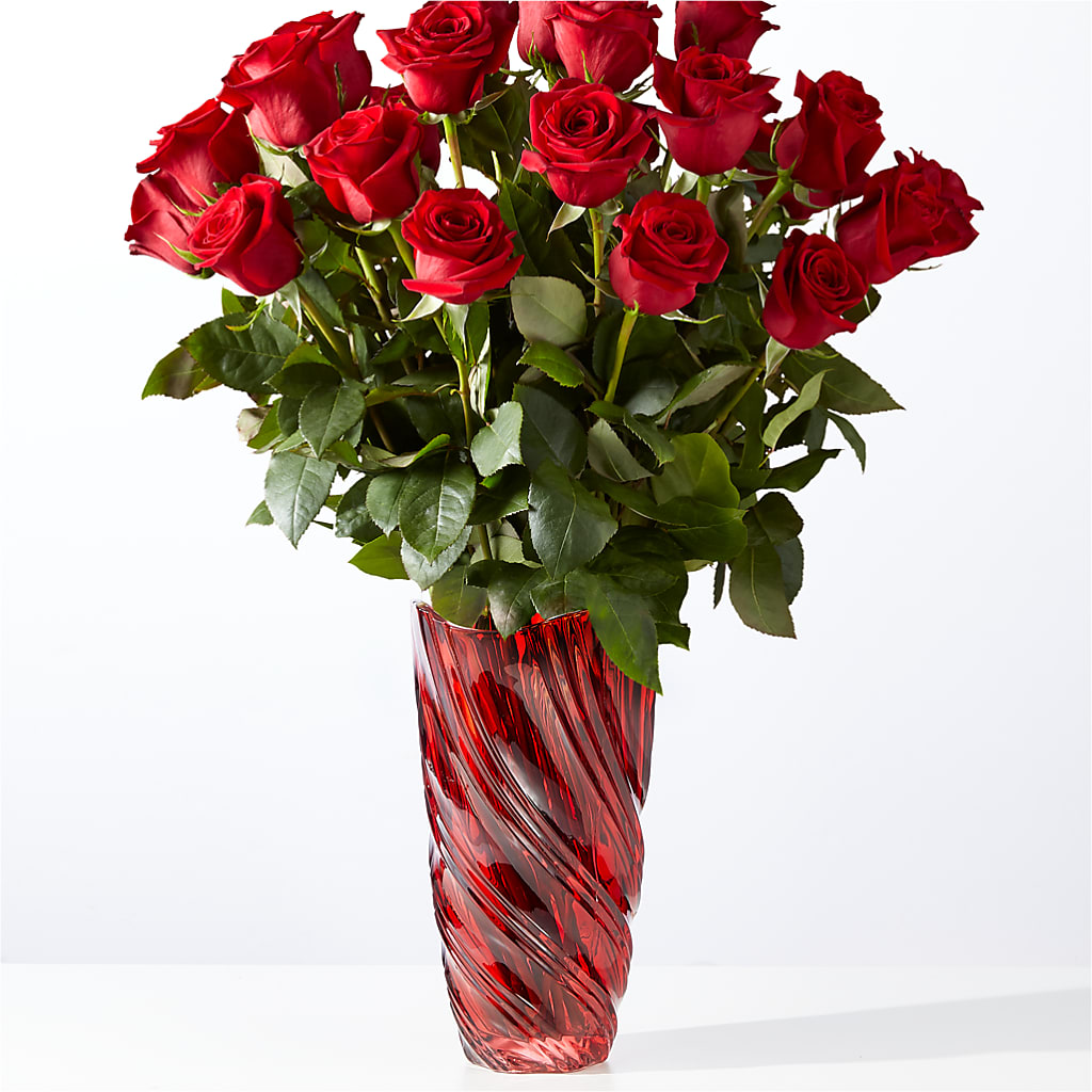 Classic Love Red Rose Bouquet with Luxe Swirl Vase – MARY'S GIFT SHOP, Watsonville CA