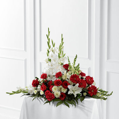 Crimson & White Arrangement – MARY'S GIFT SHOP, Watsonville CA