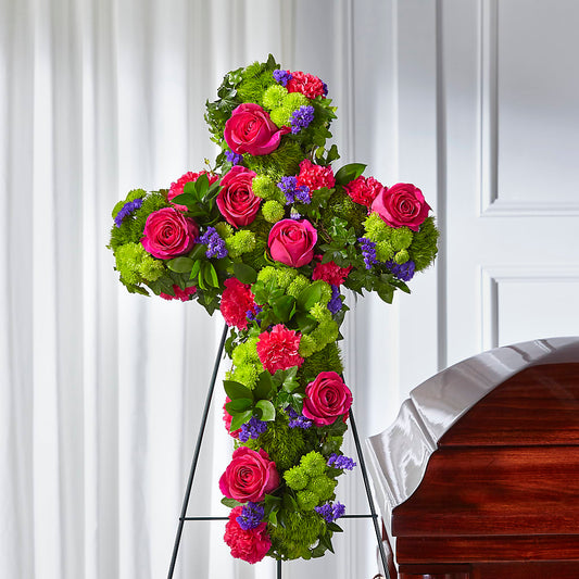 Tribute Rose Floral Cross – MARY'S GIFT SHOP, Watsonville CA
