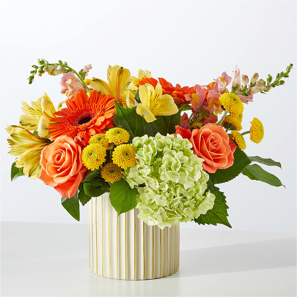 Autumn Sunshine Bouquet with Ivory Vase – MARY'S GIFT SHOP, Watsonville CA