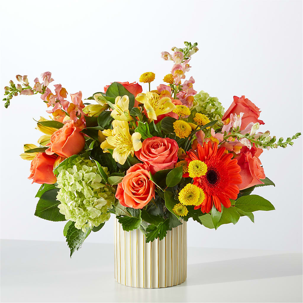 Autumn Sunshine Bouquet with Ivory Vase – MARY'S GIFT SHOP, Watsonville CA