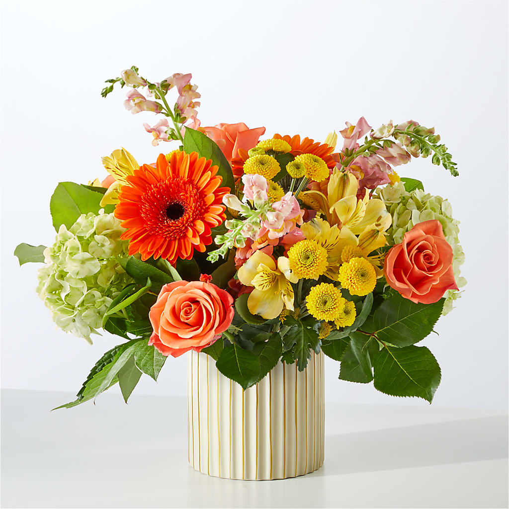 Autumn Sunshine Bouquet with Ivory Vase – MARY'S GIFT SHOP, Watsonville CA