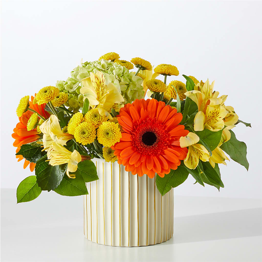 Autumn Sunshine Bouquet with Ivory Vase – MARY'S GIFT SHOP, Watsonville CA